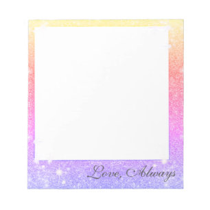 Bloc-note Rose pastel pailleté or lavande scintillant