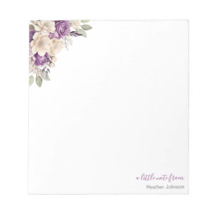 Bloc-note Rose personnalisée élégante violet et ivoire