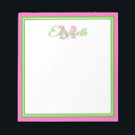 Bloc-note Rose Prépa et Monogramme Vert<br><div class="desc">Personnalisez ce bloc-notes rose prépa et monogramme vert avec votre choix de nom et d'initiale.</div>