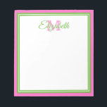 Bloc-note Rose Prépa et Monogramme Vert<br><div class="desc">Personnalisez ce bloc-notes rose prépa et monogramme vert avec votre choix de nom et d'initiale.</div>