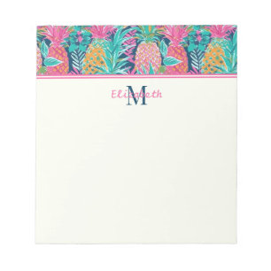 Bloc-note Rose Prépa Turquoise Bleu Marine Ananas Monogramme