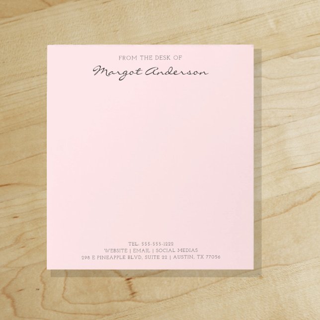 Bloc-note Rose | Script personnalisé | À partir du bureau du ("Everyday is abundantly beautiful." 
Sincerely Best Wishes from Lucky Design World)