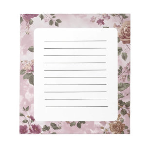 Bloc-note Rose Vintage Floral Aquarelle Simple