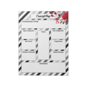 Bloc-note Roses en bandes _ Carte conceptuelle