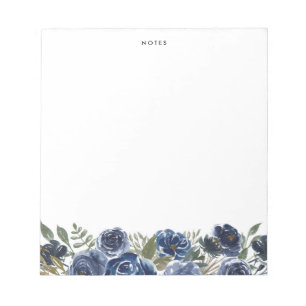 Bloc-note Roses et pivoines bleu de la marine Boho Personnal