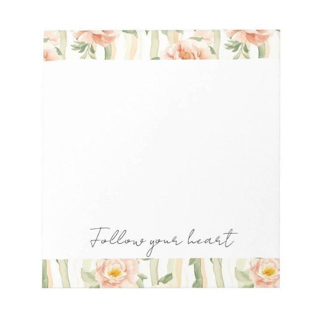Bloc-note Roses Fleurs Assez Jolis Menthe Pêche Rayures Flor (Devant)