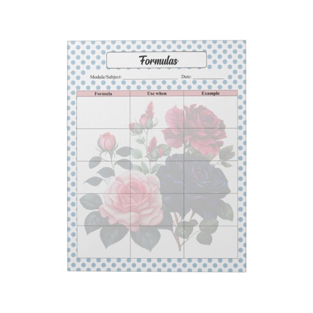 Bloc-note Roses rose et bleu Formules et équations Planifica (Tourné)