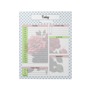 Bloc-note Roses roses et bleus - Aujourd'hui planificateur