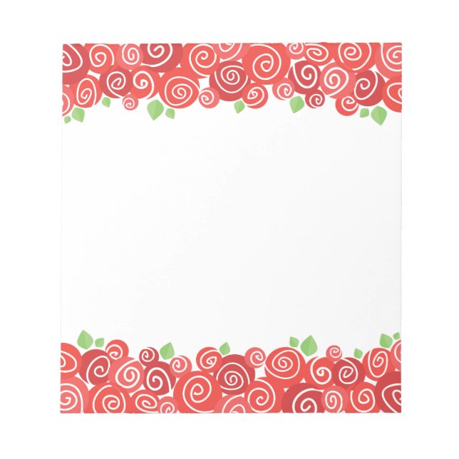 Bloc-note Roses rouges, fleurs du jardin de printemps, migno (Devant)