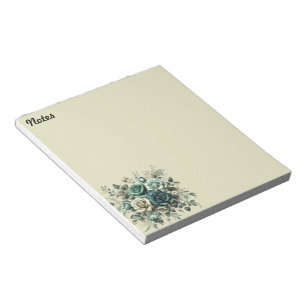 Bloc-note Roses turquoises et blanches
