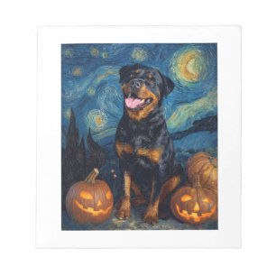 Bloc-note Rottweiler Chien Mignon Halloween Jack O Lanterne