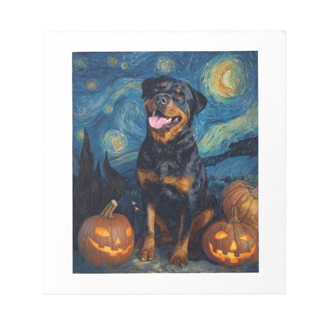 Bloc-note Rottweiler Chien Mignon Halloween Jack O Lanterne  (Devant)