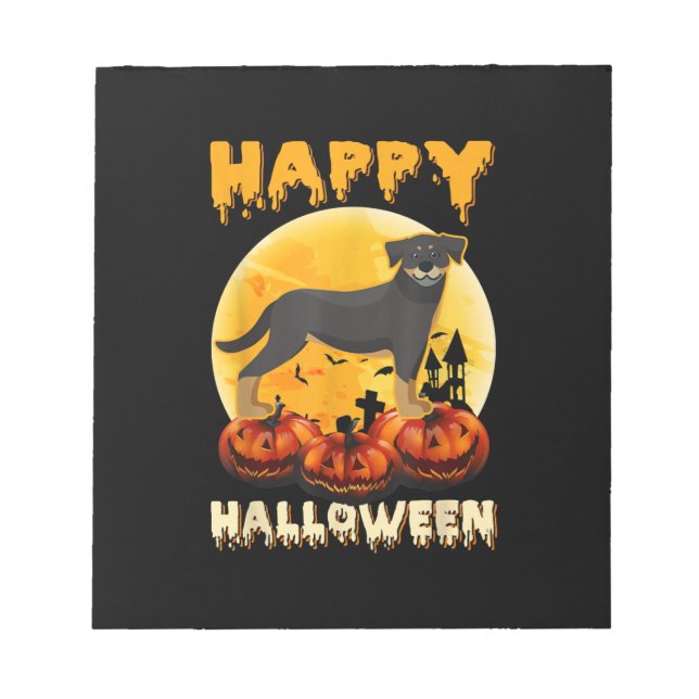 Bloc-note rottweiler heureux halloween chien effrayant costu (Devant)