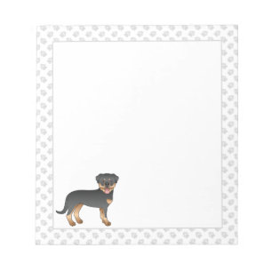 Bloc-note Rottweiler noir et feu Chien de dessin animé migno