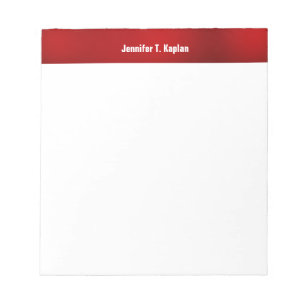 Bloc-note Rouge Blanc Bold Nom Plain Professional Modern