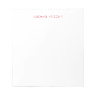 Bloc-note Rouge Blanc Minimaliste Simple Plain Moderne Propr
