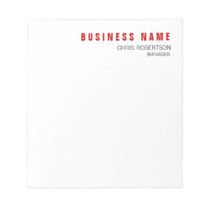 Bloc-note Rouge Blanc Moderne Minimaliste Unique Élégant