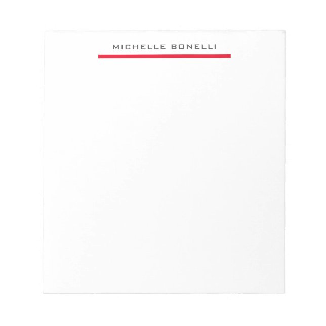 Bloc-note Rouge Blanc Professionnel Simple Minimaliste (Devant)