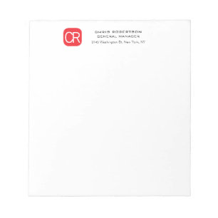 Bloc-note Rouge Blanc Professionnel Uni Brodé