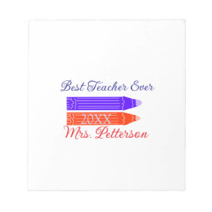 Bloc-note Rouge bleu crayons meilleur enseignant jamais ajou