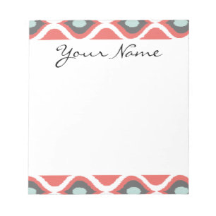 Bloc-note Rouge bleu gris géométrique Ikat Tribal Imprimer M