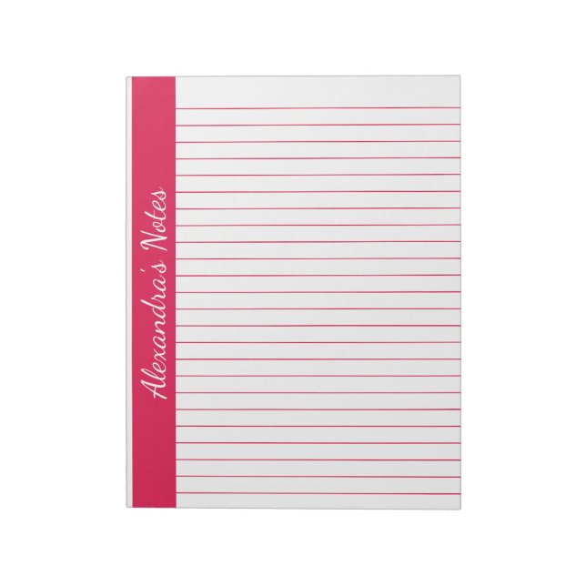 Bloc-note Rouge cerise 8,5x11 Taille de la lettre Nom vertic (Tourné)