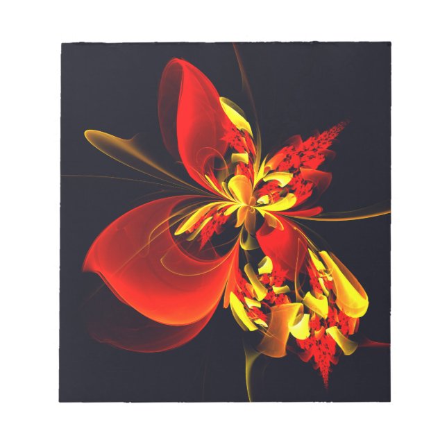 Bloc-note Rouge Jaune Floral Moderne Résumé Modèle Art #10 (Devant)