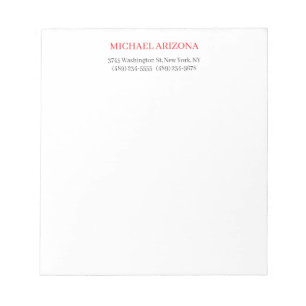 Bloc-note Rouge Noir & Blanc Minimaliste Simple Moderne