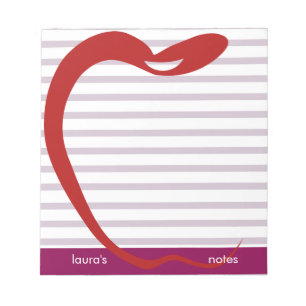 Bloc-note Rouge Pomme enseignant Lignes roses personnalisées
