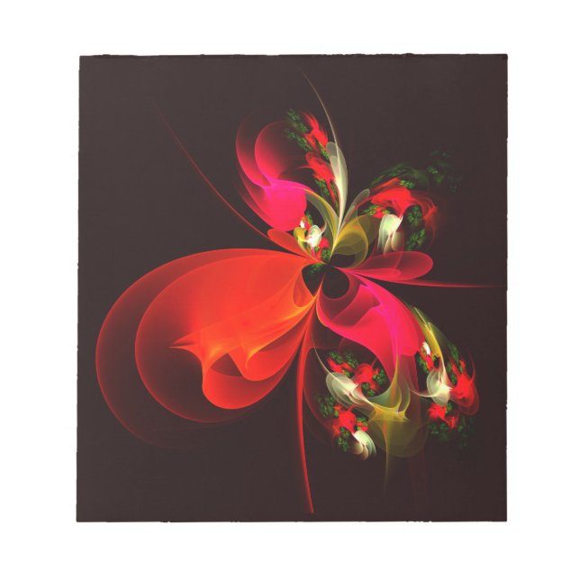 Bloc-note Rouge Vert Floral Moderne Art Abstrait Motif #02 (Devant)