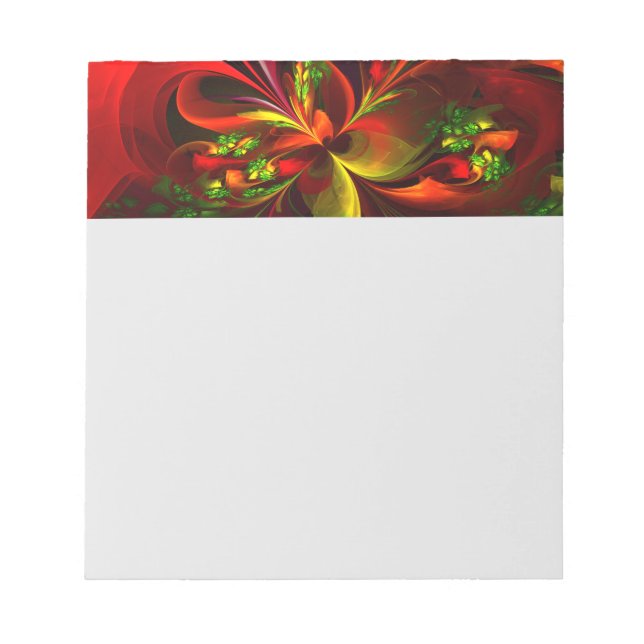 Bloc-note Rouge vert moderne Floral Abstrait Art Motif #05 (Devant)
