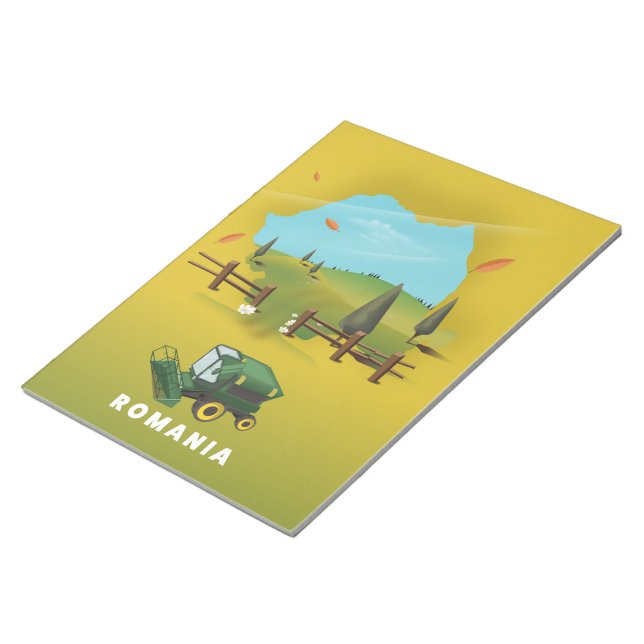 Bloc-note Roumanie Carte Affiche illustrée. (Incliné)