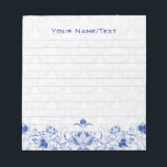 Bloc-note Royal Bleu & Blanc Vintage Floral Fils & Damas<br><div class="desc">Royal Bleu & Blanc Vintage Floral Fils & Damasques NotePad Modèle</div>