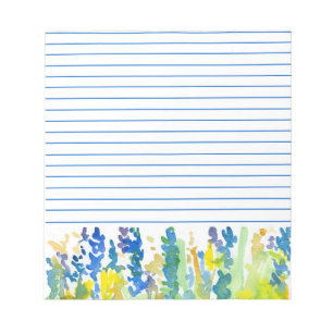 Bloc-note Royal Bleu clair Aquarelle Jaune Fleurs Liner