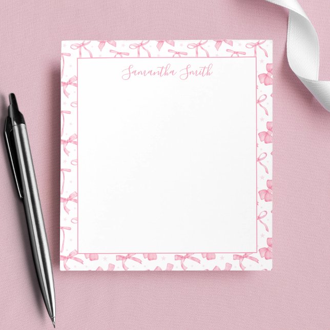 Bloc-note Ruban Coquette Rose Esthétique Nom Personnalisé  (Créateur téléchargé)
