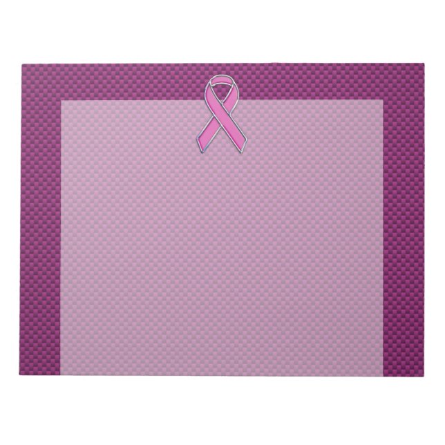 Bloc-note Ruban Rose de Sensibilisation Style Chrome en Fibr (Devant)