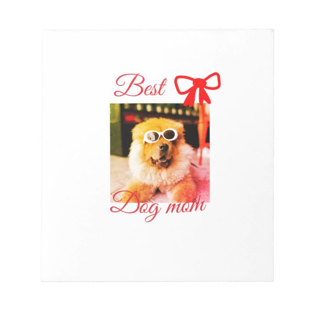Bloc-note Ruban rouge meilleure maman chien papa photo nom c (Devant)