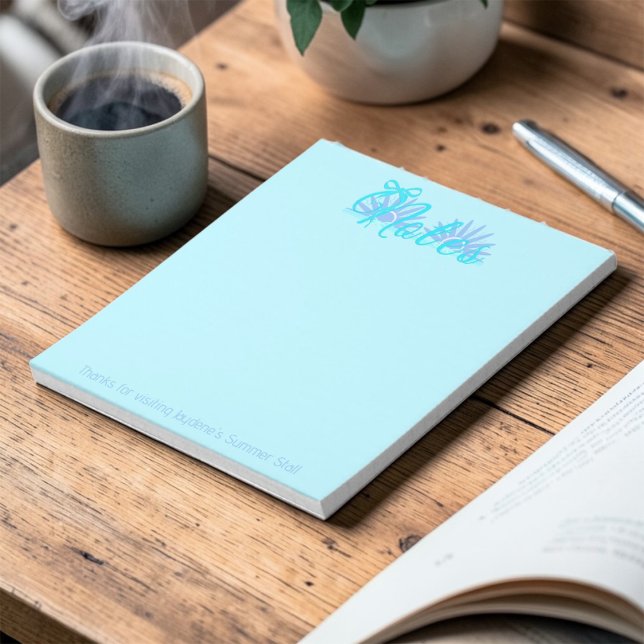 Bloc-note Ruban sarcelle et bleu avec soleil éclatant (Teal & blue colors for home or corporate giveaway. Promote your small business with style. )