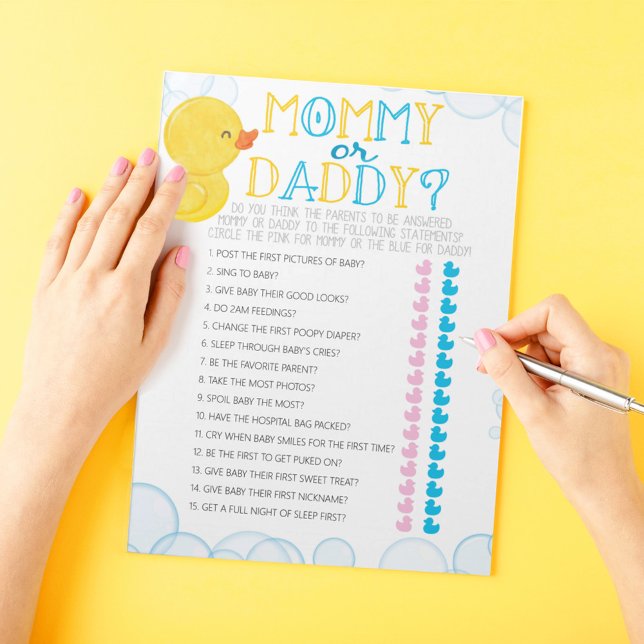 Bloc-note Rubber Duck Devine Qui Baby shower Game Pack (Guess Who Mom or Dad Watercolor Rubber Duck Baby Shower Game Pack of 40 Answer Sheets)