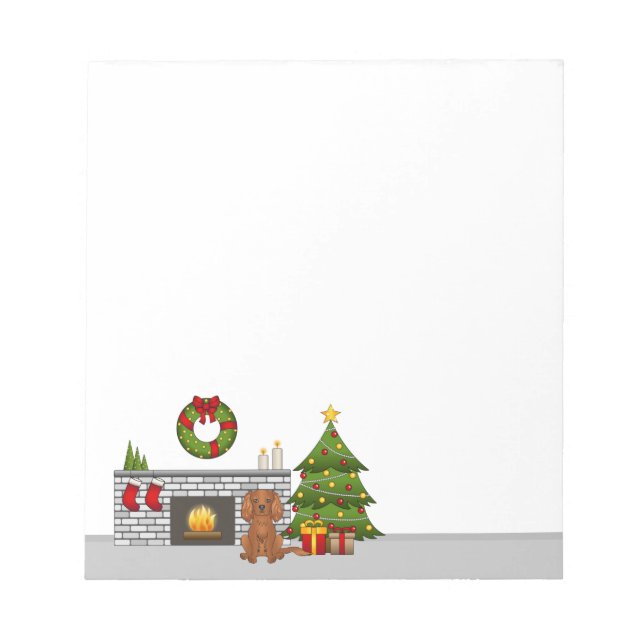 Bloc-note Ruby Cavalier Chien Dans Une Salle De Noël Festive (Devant)