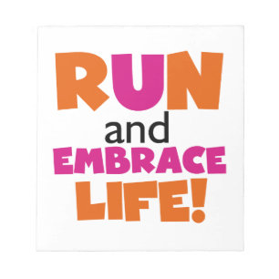 Bloc-note Run and Embrassez Life Orange Pink