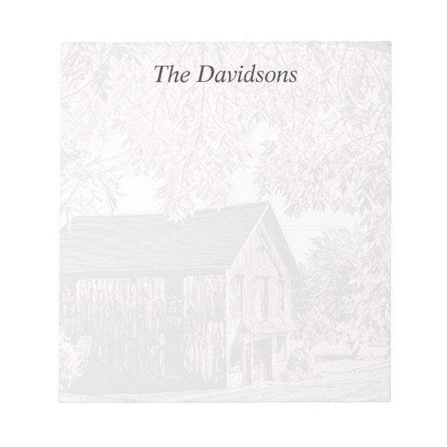 Bloc-note Rustic Grange Automne Feuilles Personnaliser Bloc- (Devant)