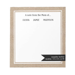 Bloc-note Rustic Kraft "From the Mom of", Personnalisé