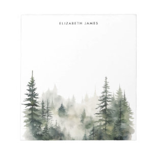 Bloc-note Rustique aquarelle Foggy Pie Forest personnalisée