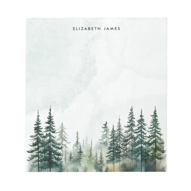 Bloc-note Rustique aquarelle Foggy Pie Forest personnalisée (Devant)