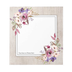 Bloc-note rustique, moderne, tendance, floral, aquarelle