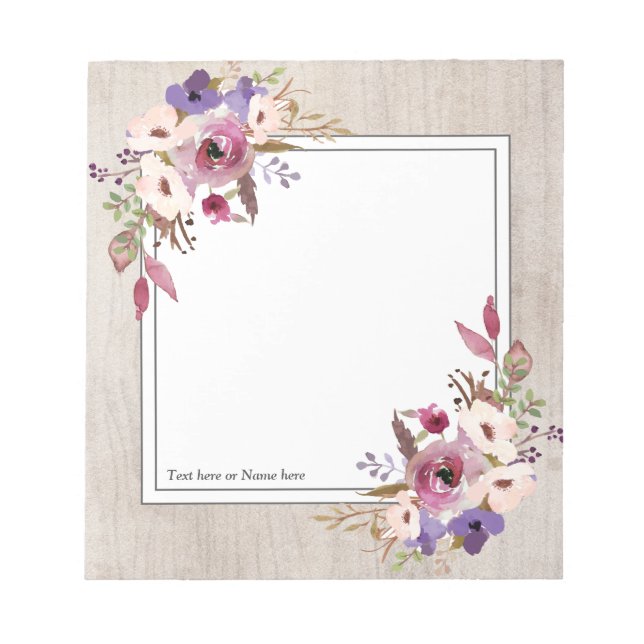 Bloc-note rustique, moderne, tendance, floral, aquarelle (Devant)