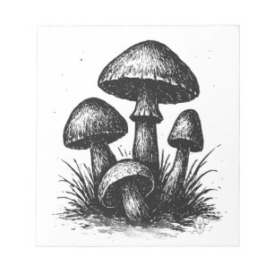 Bloc-note Sac à Tote de grappe de champignons dessinés à l'e