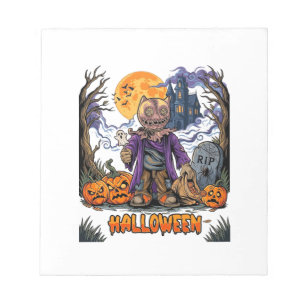 Bloc-note Sac de bonbons épouvantail d'Halloween Citrouilles