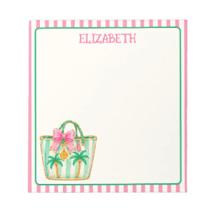 Bloc-note Sac fourre-tout Preppy Rose et Vert Palm Beach